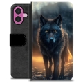 Husă Portofel Premium - iPhone 16 Plus - Lup
