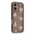 Husă TPU rezistentă la șocuri iPhone 16 Plus cu margini ridicate - maro / fundă