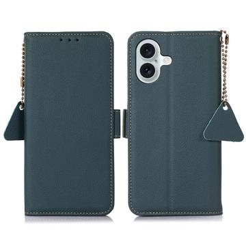 Husă Piele Portofel cu RFID iPhone 16 Plus - Verde