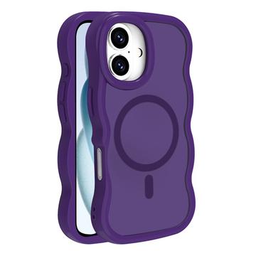 iPhone 16 Plus Husă hibridă magnetică cu margini ondulate - Violet