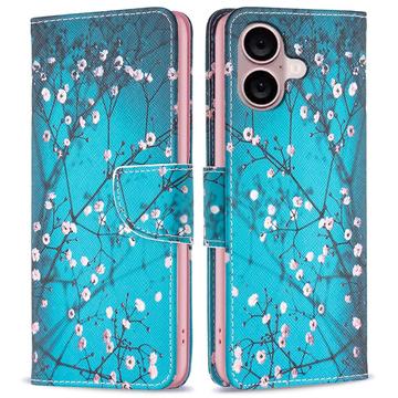 Husă Portofel iPhone 16 Plus - Wonder - Flori Albe