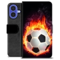 Husă Portofel Premium - iPhone 16 - Fotbal în Flăcări