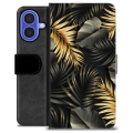Husă Portofel Premium - iPhone 16 - Frunze Aurii