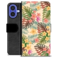 Husă Portofel Premium - iPhone 16 - Flori Roz