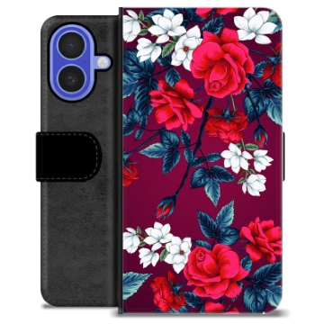 Husă Portofel Premium - iPhone 16 - Flori Vintage