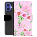 Husă Portofel Premium - iPhone 16 - Acuarelă Flori
