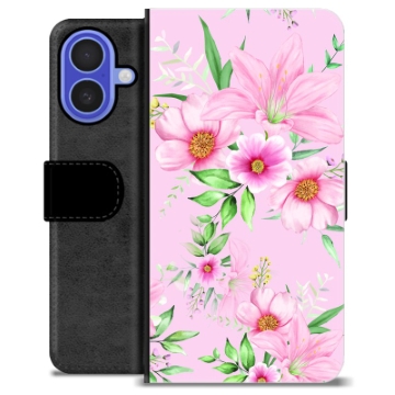 Husă Portofel Premium - iPhone 16 - Acuarelă Flori