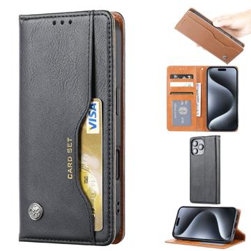 Husă portofel iPhone 16 Pro Set de carduri - Negru