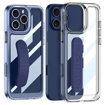 Husă clar iPhone 16 Pro cu curea de mână din silicon - Albastru
