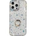 Husă hibridă cu suport pentru inel iPhone 16 Pro CrystalGlow - Stele / Transparent