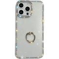 Husă hibridă cu suport pentru inel iPhone 16 Pro CrystalGlow - Transparent