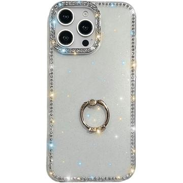 Husă hibridă cu suport pentru inel iPhone 16 Pro CrystalGlow - Transparent
