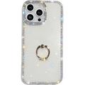 Husă hibridă cu suport pentru inel iPhone 16 Pro CrystalGlow - Alb