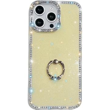 Husă hibridă cu suport pentru inel iPhone 16 Pro CrystalGlow - Galben