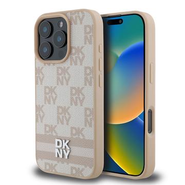 Husă Model în carouri și dungi iPhone 16 Pro - DKNY - roz