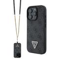 Husă iPhone 16 Pro cu Curea Crossbody - Guess 4G Strass Triangle Metal Logo