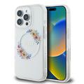 Husă iPhone 16 Pro Guess IML Flowers Wreath - Compatibil MagSafe - Transparent