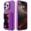 Husă Hibrid iPhone 16 Pro - cu Oglindă Ascunsă și Slot Card - Violet