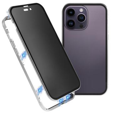 Husă Magnetică Sticlă Temperată iPhone 16 Pro - Confidențialitate - Argintiu