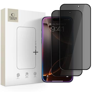 Protecție de ecran din sticlă temperată Privacy iPhone 16 Pro Max/17 Pro Max Tech-Protect Glass Spy+ - 2 buc. - Negru