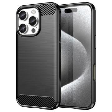 Husă TPU Brushed iPhone 16 Pro Max - Fibră de Carbon - Negru