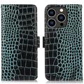 Husă Piele Portofel cu RFID iPhone 16 Pro Max - Crocodile