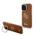 Husă cadru cameră cu suport iPhone 16 Pro Max Guess Grained 4G Logo - Brown