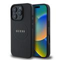 Husă Hybrid iPhone 16 Pro Max Guess Grained Classic Logo - compatibil MagSafe - negru