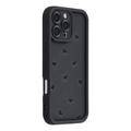 iPhone 16 Pro Max Husă TPU rezistentă la șocuri cu model de inimă și margini ridicate - negru