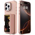 Husă Hibrid iPhone 16 Pro Max - cu Oglindă Ascunsă și Slot Card - Roz