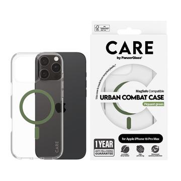 iPhone 16 Pro Max Carcasă PanzerGlass Care Transparent Urban Combat - compatibilă cu MagSafe - verde