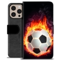 Husă Portofel Premium - iPhone 16 Pro Max - Fotbal în Flăcări