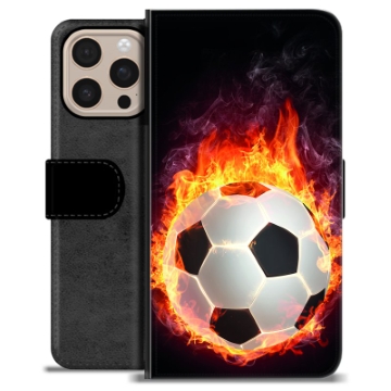 Husă Portofel Premium - iPhone 16 Pro Max - Fotbal în Flăcări