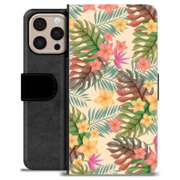 Husă Portofel Premium - iPhone 16 Pro Max - Flori Roz