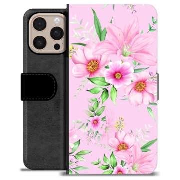 Husă Portofel Premium - iPhone 16 Pro Max - Acuarelă Flori