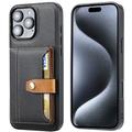 Husă cu Portofel iPhone 16 Pro Max - Retro Style - Negru