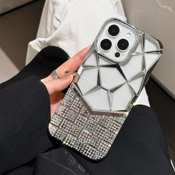 iPhone 16 Pro Max Rhinestone Geometric Diamond Model Caz - Argint