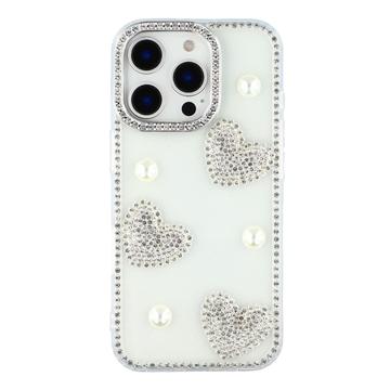 Husă hibridă iPhone 16 Pro Max Dragoste strălucitoare și perlă - Transparent