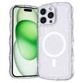 Husă MagSafe iPhone 16 Pro Max Wave-Edge Laser Glitter - Transparent