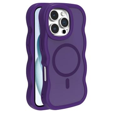 iPhone 16 Pro Max Husă hibridă magnetică cu margini ondulate - Violet