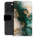 Husă Portofel Premium - iPhone 16 Pro - Marmură Jad