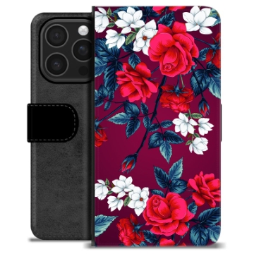 Husă Portofel Premium - iPhone 16 Pro - Flori Vintage