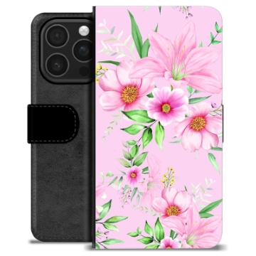 Husă Portofel Premium - iPhone 16 Pro - Acuarelă Flori