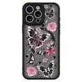 iPhone 16 Pro Husă magnetică protectoare elegantă - Fluturi / Trandafiri