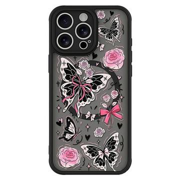 iPhone 16 Pro Husă magnetică protectoare elegantă - Fluturi / Trandafiri