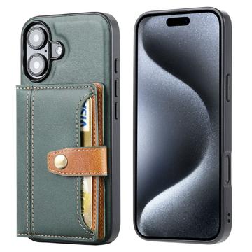 Husă cu Portofel iPhone 16 - Retro Style - Verde
