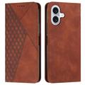 iPhone 16 Rhombus Model Wallet Caz cu închidere magnetică
