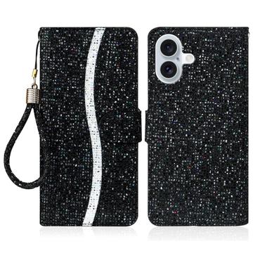 iPhone 16 - Husă elegantă cu sclipici pentru portofel