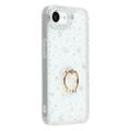Husă hibridă cu suport pentru inel iPhone 16e CrystalGlow - Stele / Transparent