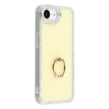 Husă hibridă cu suport pentru inel iPhone 16e CrystalGlow - Galben
